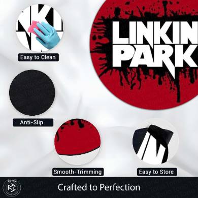 Linkin Park Circular Floor Mat (3 mm Thick) | Anti-Slip Printed Round Floor Rug for Bedroom, Studio, Gaming Room & Music Decor | TORIO