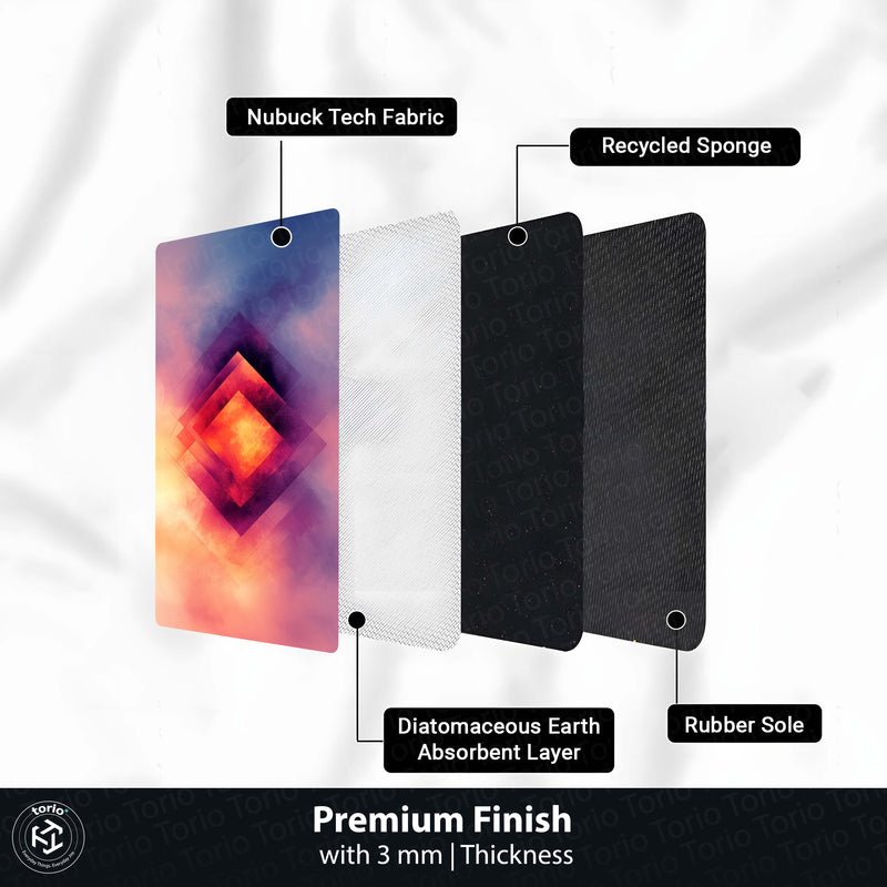 Modern Gradient Square Glow Floor Mat (3 mm Thick) | Abstract Bedroom Bedside Runner for Contemporary Home Decor