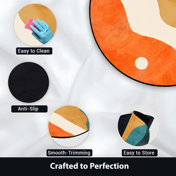 Abstract Landscape Round Area Rug | Modern Boho Circle Floor Mat | Minimalist Contemporary Round Rug for Living Room, Bedroom, Reading Corner & Stylish Home Decor