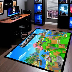 Minecraft Floor Mat | Pixel World Gaming Rug | Anti-Slip 3mm Absorbent Floor Mat for Kids Room, Gaming Setup & Play Area