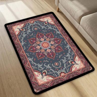 Classic Blue Vintage Mandala Floor Mat (3 mm Thick) | Traditional Persian-Inspired Area Mat for Living Room, Bedroom & Elegant Home Decor