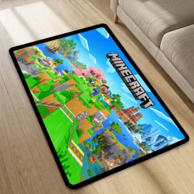 Minecraft Floor Mat | Pixel World Gaming Rug | Anti-Slip 3mm Absorbent Floor Mat for Kids Room, Gaming Setup & Play Area