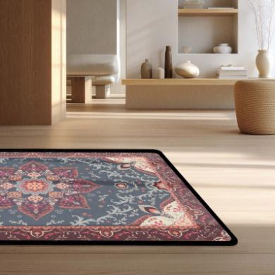 Classic Blue Vintage Mandala Floor Mat (3 mm Thick) | Traditional Persian-Inspired Area Mat for Living Room, Bedroom & Elegant Home Decor