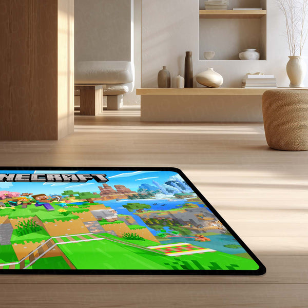Minecraft Floor Mat | Pixel World Gaming Rug | Anti-Slip 3mm Absorbent Floor Mat for Kids Room, Gaming Setup & Play Area