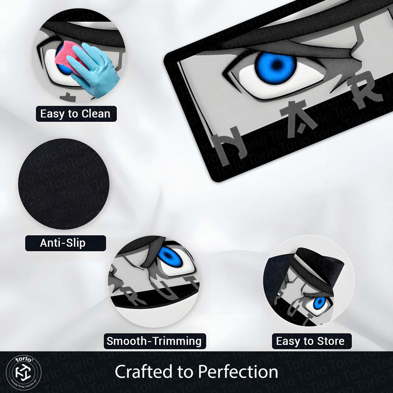 Naruto Blue Eyes Floor Mat | Naruto Uzumaki Anime Eye Art Rug | Anti-Slip 3mm Absorbent Floor Mat for Bedroom, Gaming Room, Bathroom & Otaku Decor