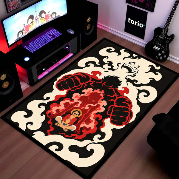 One Piece Monkey D. Luffy Gear 4 Flat Area Rug | Boundman Haki Transformation Anime Design | Premium Anti-Slip Flat Rug
