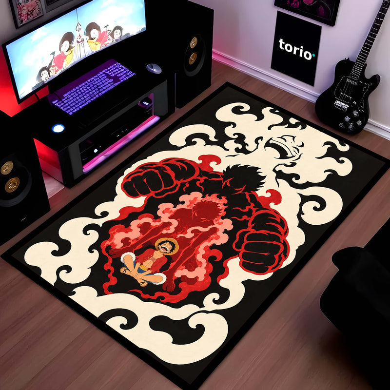 One Piece Monkey D. Luffy Gear 4 Flat Area Rug | Boundman Haki Transformation Anime Design | Premium Anti-Slip Flat Rug