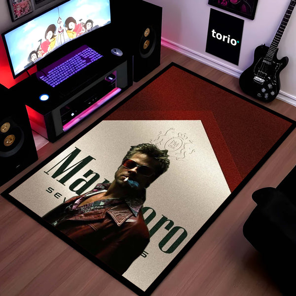 Fight Club Tyler Durden Area Flat Rug | Vintage Movie Poster Inspired Area Flat Rug | Premium Cinematic Room Decor Rug