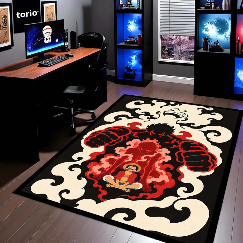 One Piece Monkey D. Luffy Gear 4 Flat Area Rug | Boundman Haki Transformation Anime Design | Premium Anti-Slip Flat Rug