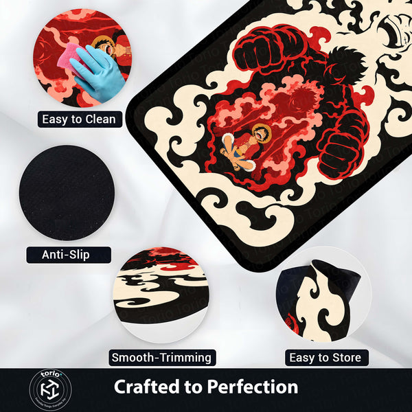 One Piece Monkey D. Luffy Gear 4 Flat Area Rug | Boundman Haki Transformation Anime Design | Premium Anti-Slip Flat Rug