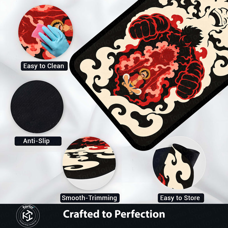 One Piece Monkey D. Luffy Gear 4 Flat Area Rug | Boundman Haki Transformation Anime Design | Premium Anti-Slip Flat Rug