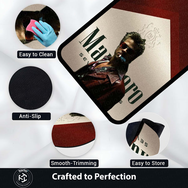 Fight Club Tyler Durden Area Flat Rug | Vintage Movie Poster Inspired Area Flat Rug | Premium Cinematic Room Decor Rug