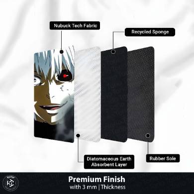 Ken Kaneki Tokyo Ghoul Circular Floor Mat (3 mm Thick) | Anti-Slip Printed Round Anime Floor Rug for Bedroom, Gaming Room & Otaku Decor | TORIO