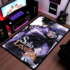 Solo Leveling Sung Jin-Woo Floor Mat | Dark Fantasy Anime Rug | Anti-Slip 3mm Absorbent Floor Mat for Gaming Room, Bedroom & Otaku Setup