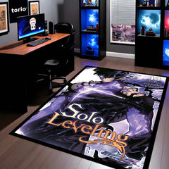 Solo Leveling Sung Jin-Woo Floor Mat | Dark Fantasy Anime Rug | Anti-Slip 3mm Absorbent Floor Mat for Gaming Room, Bedroom & Otaku Setup