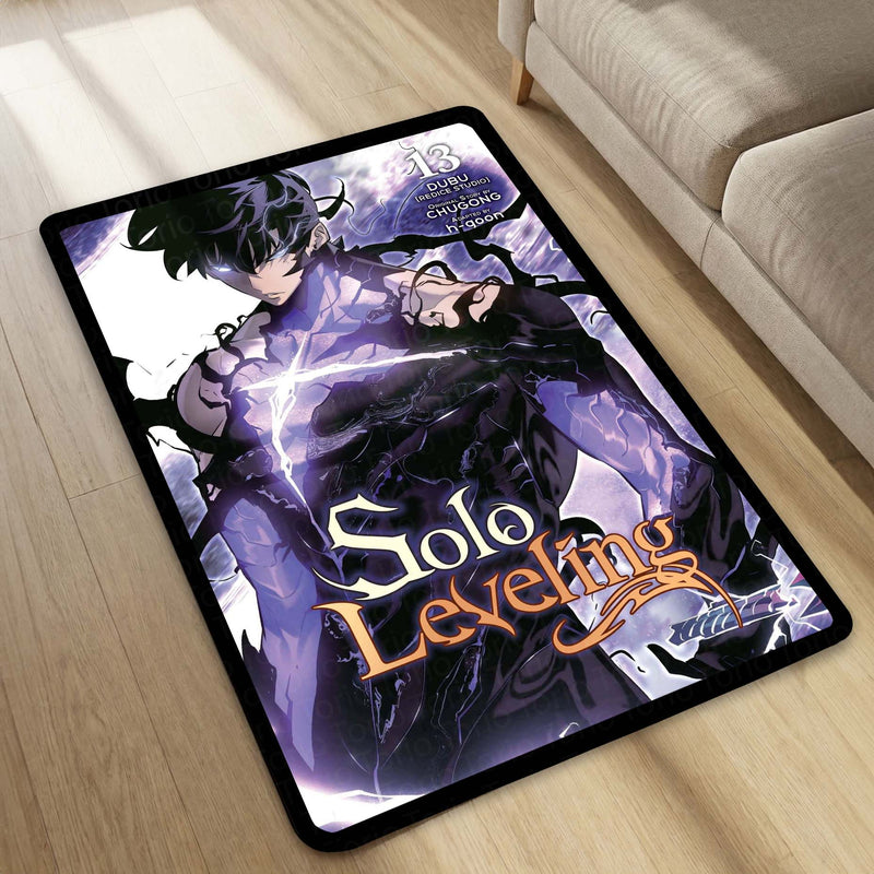 Solo Leveling Sung Jin-Woo Floor Mat | Dark Fantasy Anime Rug | Anti-Slip 3mm Absorbent Floor Mat for Gaming Room, Bedroom & Otaku Setup