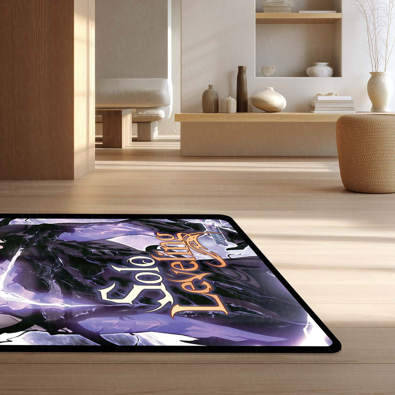 Solo Leveling Sung Jin-Woo Floor Mat | Dark Fantasy Anime Rug | Anti-Slip 3mm Absorbent Floor Mat for Gaming Room, Bedroom & Otaku Setup