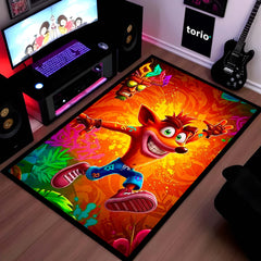 Crash Bandicoot Area Flat Rug | Retro Gaming Area Flat Rug | Premium Cartoon Gaming Room Decor Rug