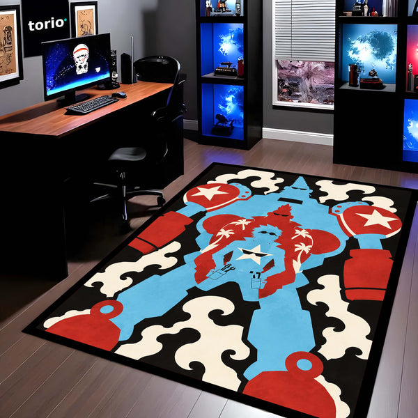 One Piece Franky General Franky Flat Area Rug | Cyborg Robot Transformation Anime Design | Premium Anti-Slip Flat Rug