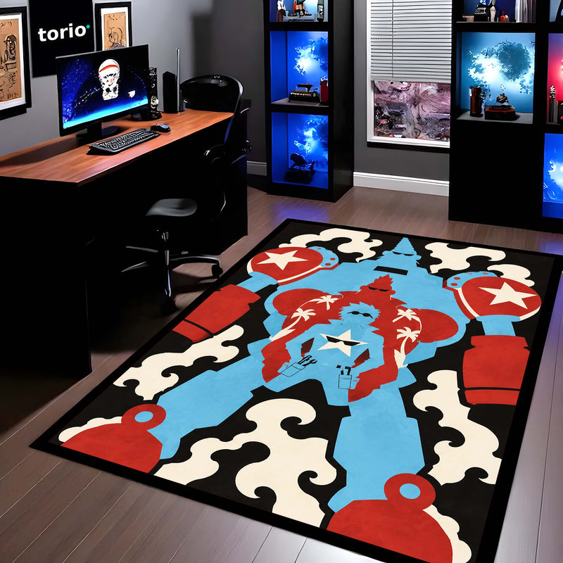 One Piece Franky General Franky Flat Area Rug | Cyborg Robot Transformation Anime Design | Premium Anti-Slip Flat Rug