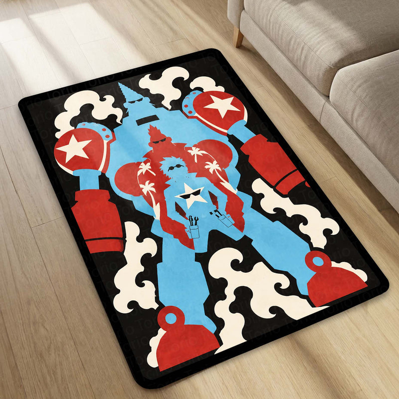 One Piece Franky General Franky Flat Area Rug | Cyborg Robot Transformation Anime Design | Premium Anti-Slip Flat Rug