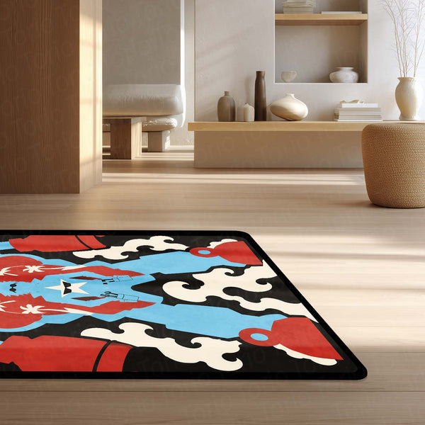 One Piece Franky General Franky Flat Area Rug | Cyborg Robot Transformation Anime Design | Premium Anti-Slip Flat Rug