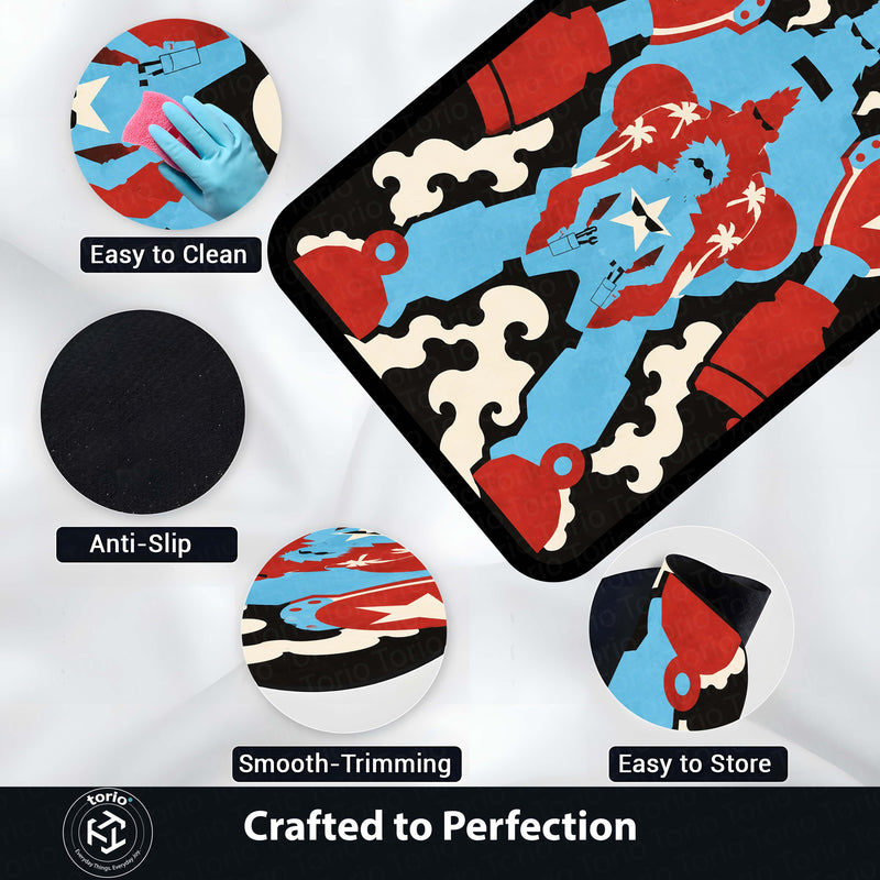 One Piece Franky General Franky Flat Area Rug | Cyborg Robot Transformation Anime Design | Premium Anti-Slip Flat Rug