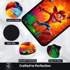 Crash Bandicoot Area Flat Rug | Retro Gaming Area Flat Rug | Premium Cartoon Gaming Room Decor Rug