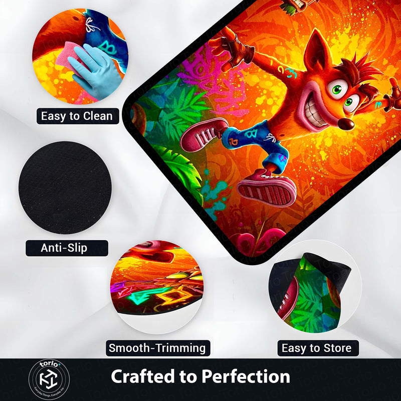 Crash Bandicoot Area Flat Rug | Retro Gaming Area Flat Rug | Premium Cartoon Gaming Room Decor Rug