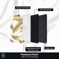 Beige Tropical Leaf Floor Mat (3 mm Thick) | Elegant Botanical Bedroom Bedside Runner for Modern Home Decor