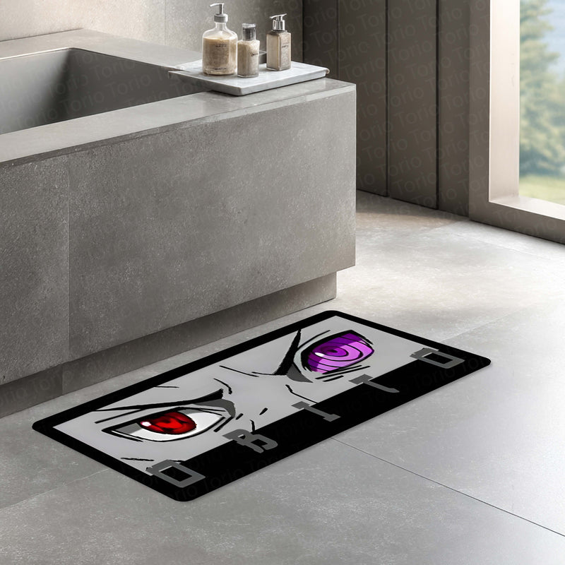 Obito Uchiha Sharingan & Rinnegan Eye Anime Floor Mat | Anti-Slip Printed Floor Rug for Bedroom, Gaming Room & Anime Decor | TORIO