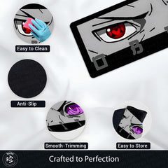 Obito Uchiha Sharingan & Rinnegan Eye Anime Floor Mat | Anti-Slip Printed Floor Rug for Bedroom, Gaming Room & Anime Decor | TORIO