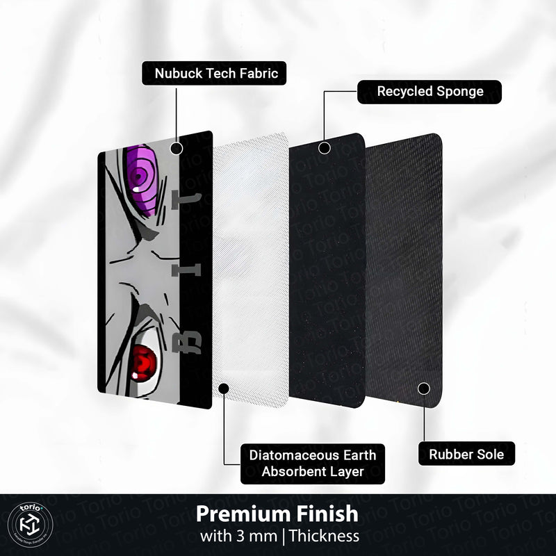 Obito Uchiha Sharingan & Rinnegan Eye Anime Floor Mat | Anti-Slip Printed Floor Rug for Bedroom, Gaming Room & Anime Decor | TORIO