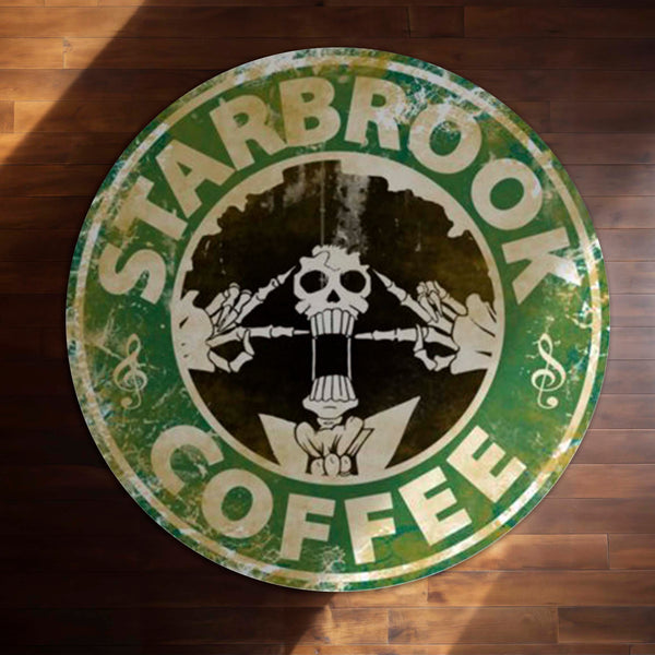 Starbrook Coffee Circular Floor Mat (3 mm Thick) | Vintage Coffeehouse Logo Style Round Rug for Café Decor, Kitchen, Studio & Aesthetic Spaces | TORIO