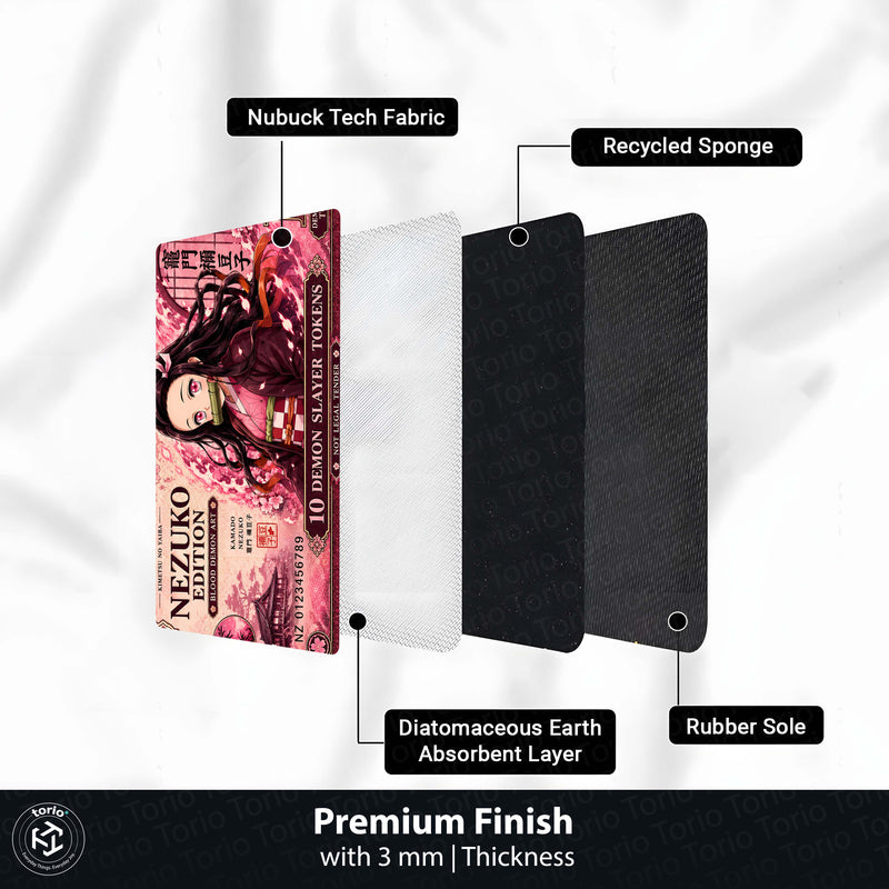 Demon Slayer Nezuko Kamado Flat Rug | Japanese Anime Currency Note Design | Premium Anti-Slip Flat Rug