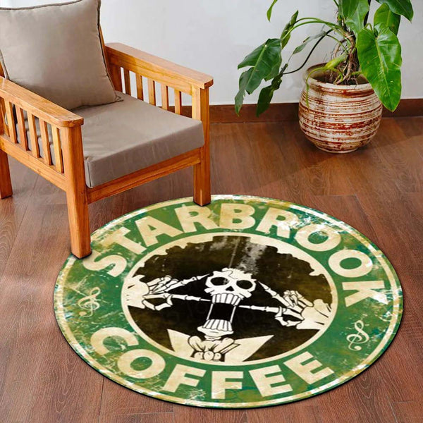 Starbrook Coffee Circular Floor Mat (3 mm Thick) | Vintage Coffeehouse Logo Style Round Rug for Café Decor, Kitchen, Studio & Aesthetic Spaces | TORIO