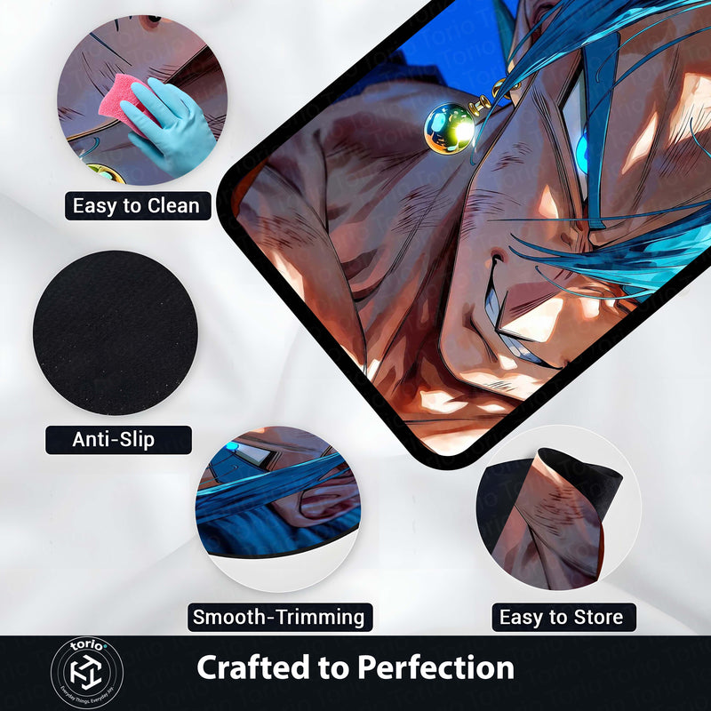 Blue-Haired Saiyan Warrior Area Flat Rug | Anime Power-Up Area Flat Rug | Premium Gaming & Bedroom Decor Rug