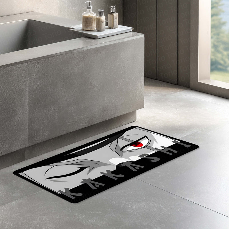 Naruto Kakashi Sharingan Eye Floor Mat | Dark Anime Eye Art Rug | Anti-Slip 3mm Absorbent Floor Mat for Bathroom, Bedroom, Gaming Room & Otaku Decor