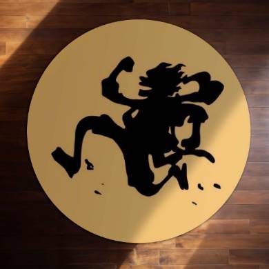 Monkey D. Luffy Silhouette Circular Floor Mat (3 mm Thick) | Minimal Anime Round Rug for Bedroom, Gaming Room & Otaku Decor | TORIO