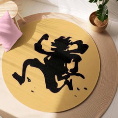 Monkey D. Luffy Silhouette Circular Floor Mat (3 mm Thick) | Minimal Anime Round Rug for Bedroom, Gaming Room & Otaku Decor | TORIO