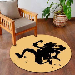 Monkey D. Luffy Silhouette Circular Floor Mat (3 mm Thick) | Minimal Anime Round Rug for Bedroom, Gaming Room & Otaku Decor | TORIO