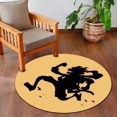 Monkey D. Luffy Silhouette Circular Floor Mat (3 mm Thick) | Minimal Anime Round Rug for Bedroom, Gaming Room & Otaku Decor | TORIO