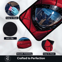 Spider-Man Mask Reflection Area Flat Rug | Superhero Cityscape Area Flat Rug | Premium Comic-Inspired Gaming & Bedroom Decor Rug