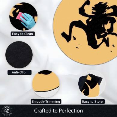 Monkey D. Luffy Silhouette Circular Floor Mat (3 mm Thick) | Minimal Anime Round Rug for Bedroom, Gaming Room & Otaku Decor | TORIO