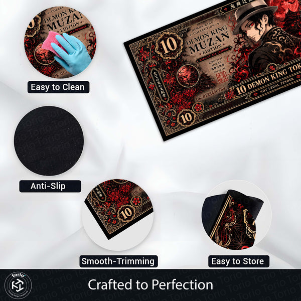 Demon Slayer Muzan Kibutsuji Flat Rug | Japanese Anime Currency Note Design | Premium Anti-Slip Flat Rug