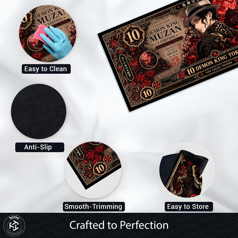Demon Slayer Muzan Kibutsuji Flat Rug | Japanese Anime Currency Note Design | Premium Anti-Slip Flat Rug