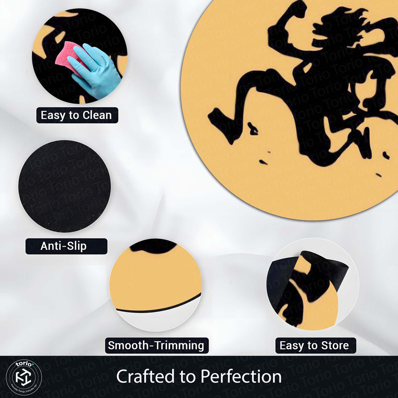Monkey D. Luffy Silhouette Circular Floor Mat (3 mm Thick) | Minimal Anime Round Rug for Bedroom, Gaming Room & Otaku Decor | TORIO