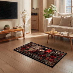 Demon Slayer Muzan Kibutsuji Flat Rug | Japanese Anime Currency Note Design | Premium Anti-Slip Flat Rug