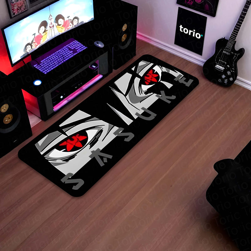 Sasuke Uchiha Sharingan Eye Anime Floor Mat | Anti-Slip Printed Floor Rug for Bedroom, Gaming Room & Anime Decor | TORIO