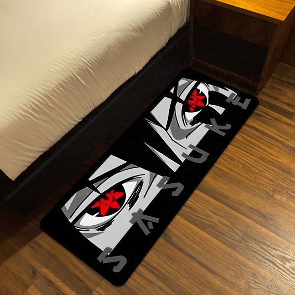 Sasuke Uchiha Sharingan Eye Anime Floor Mat | Anti-Slip Printed Floor Rug for Bedroom, Gaming Room & Anime Decor | TORIO